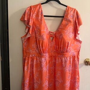 Floral Orange Women's Swim Dress